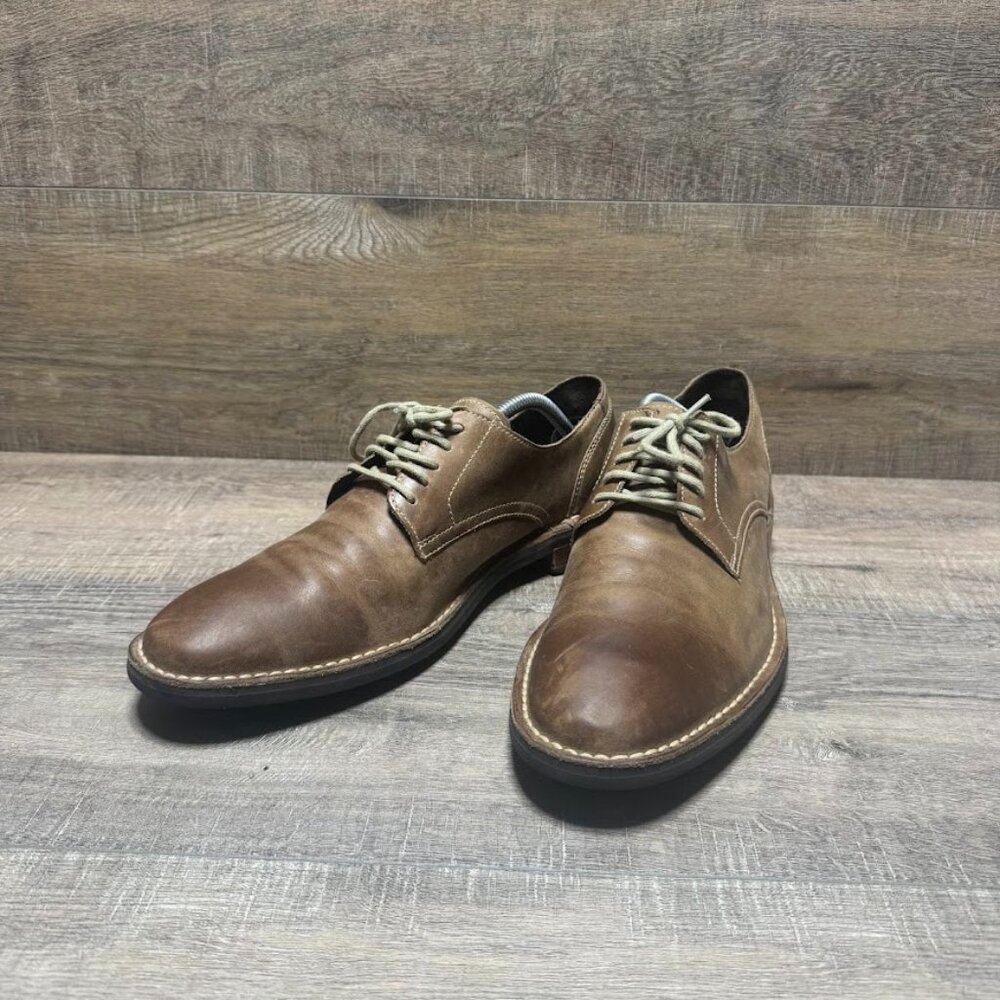 Cole Haan Stratton Distressed Brown Leather Oxford Shoe Men's Size 10.5